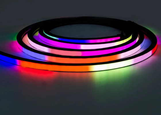 12V 24V Fleksibel RGB LED Neon Lampu 16x16mm 20x20mm Hitam Warna Alamat