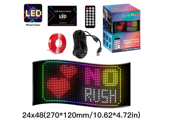 24*48 LED Lampu Fleksibel Lampu Lampu Aplikasi Kontrol Layar Periklanan Mobil IP65 Layar Mobil Definisi Tinggi Warna Penuh