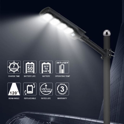 Road Solar Motion Sensor Light Waterpoof IP65 Semua Dalam Satu Lampu Jalan LED Surya Dengan Tiang