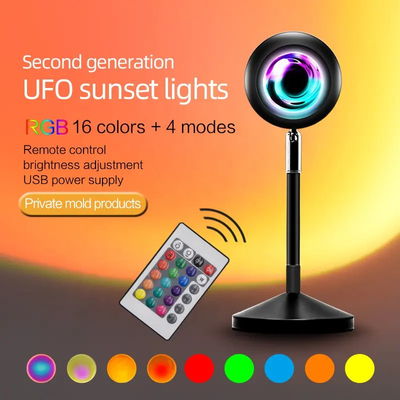 Remote Control Fotografi Modern Perubahan Warna Cahaya Matahari Terbenam Lampu Proyektor Pelangi USB