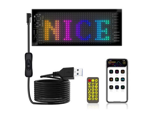 Papan tanda LED fleksibel 16*32 Kontrol aplikasi Penjelasan yang dapat diprogram Membuat layar geser Papan LED mobil fleksibel
