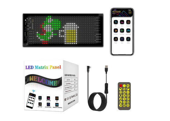 Papan tanda LED fleksibel 16*32 Kontrol aplikasi Penjelasan yang dapat diprogram Membuat layar geser Papan LED mobil fleksibel