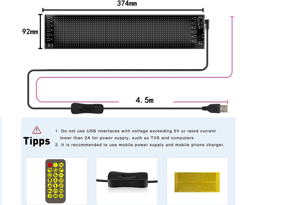 16*64 Fleksibel LED Screen Outdoor Display Waterproof Panel Jendela Mobil LED Soft Billboard