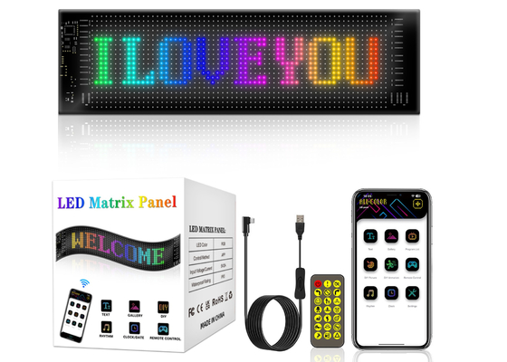 App Control LED Sign Board 20*64 Fleksibel USB Programmable Custom Scrolling Message Car Signs Digital Display