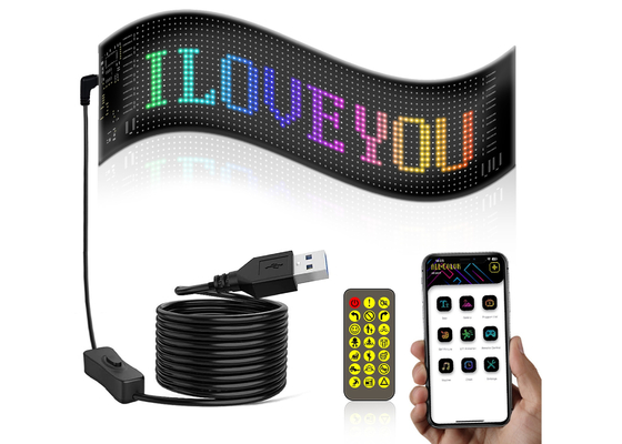 App Control LED Sign Board 20*64 Fleksibel USB Programmable Custom Scrolling Message Car Signs Digital Display