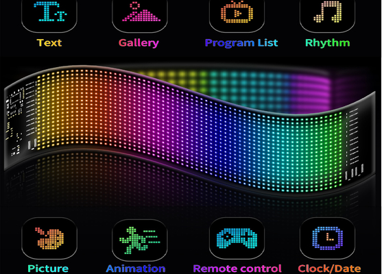 App Control LED Sign Board 20*64 Fleksibel USB Programmable Custom Scrolling Message Car Signs Digital Display