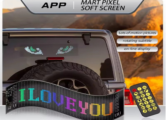 Programmable DIY Scrolling Text 5V USB Wireless Control RGB Fleksibel LED Car Sign Untuk Iklan