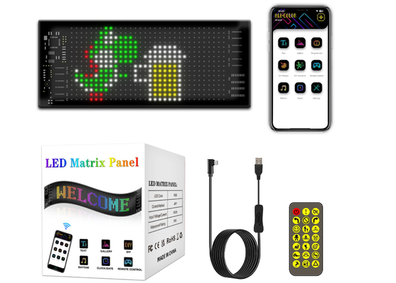 Programmable DIY Scrolling Text 5V USB Wireless Control RGB Fleksibel LED Car Sign Untuk Iklan