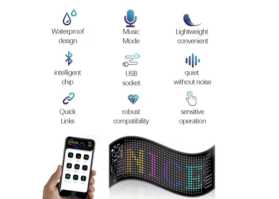 APP Control Fleksibel Led Screen Scrolling Custom Message Text Sign Board LED Display Digital Untuk Mobil