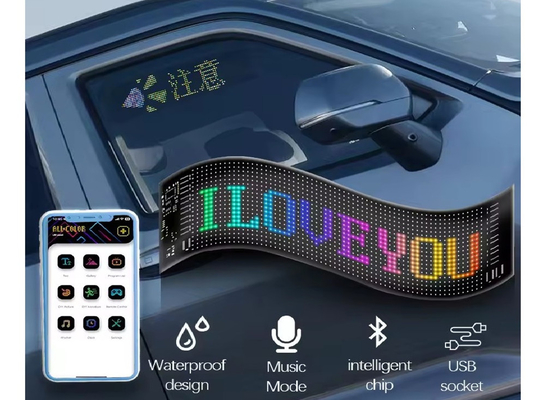 APP Control Fleksibel Led Screen Scrolling Custom Message Text Sign Board LED Display Digital Untuk Mobil