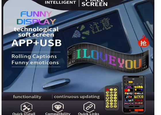 APP Control Fleksibel Led Screen Scrolling Custom Message Text Sign Board LED Display Digital Untuk Mobil