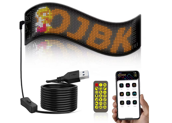 Pixel RGB Led Flexible Display App Bluetooth Car Advertising Screen Mobil Ip65 Waterproof Soft Digital Display Screen