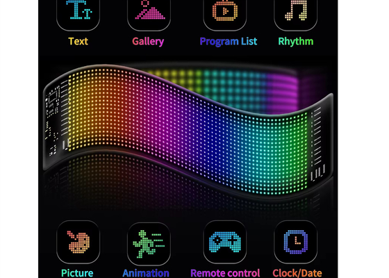 Pixel RGB Led Flexible Display App Bluetooth Car Advertising Screen Mobil Ip65 Waterproof Soft Digital Display Screen