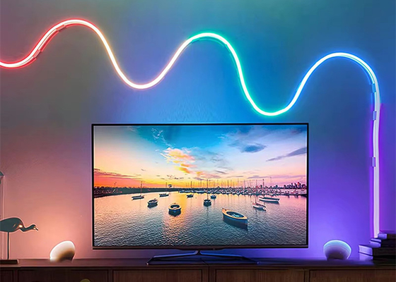 Set Lampu Strip Lari Digital DIY Pintar DIY Strip Lampu Sekitar Silikon Fleksibel Neon Led RGB Warna Penuh 5M Aplikasi TUYA