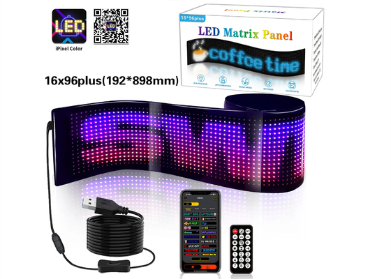 Custom Text Pattern Animation LED Matrix Panel untuk Iklan Promosi Tampilan RGB Warna APP Smart Interior LED Screen