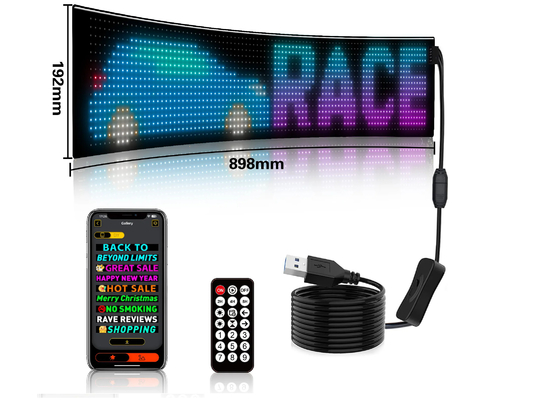 Custom Text Pattern Animation LED Matrix Panel untuk Iklan Promosi Tampilan RGB Warna APP Smart Interior LED Screen