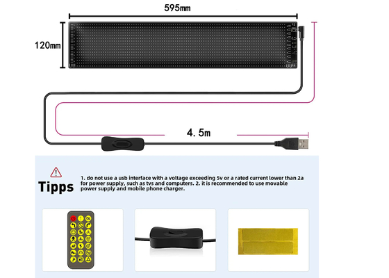 Smart Car Sticker 120x595mm RGB Dynamic LED Truck Demon Eye Light Untuk Smart Display Luar Ruang IP65