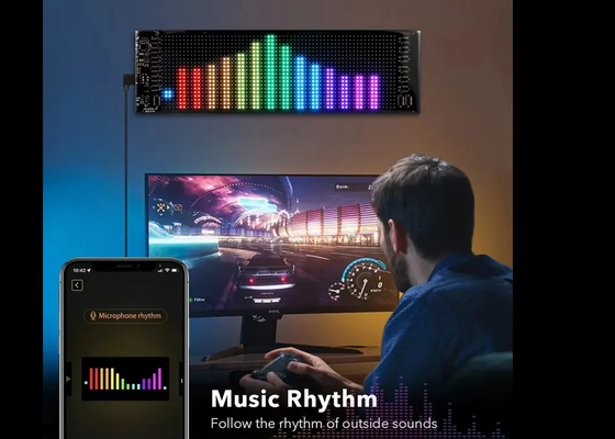 App Control Sign Advertising Rear Window Digital Display dengan 192x898mm LED Soft Display Gambar Animasi Pola Rolling