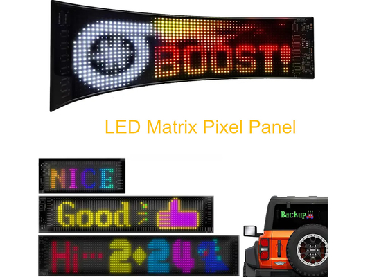 App Control Sign Advertising Rear Window Digital Display dengan 192x898mm LED Soft Display Gambar Animasi Pola Rolling