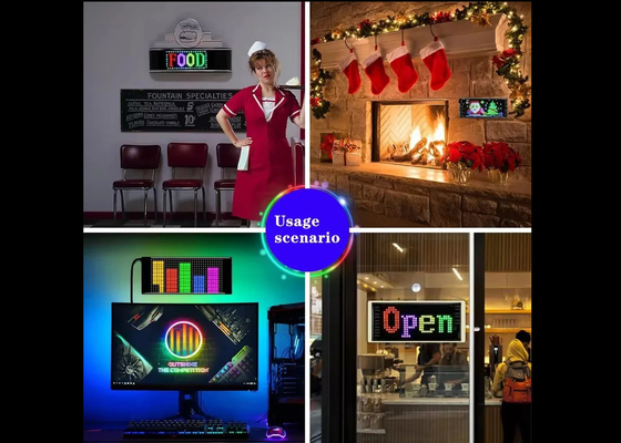 App Control Sign Advertising Rear Window Digital Display dengan 192x898mm LED Soft Display Gambar Animasi Pola Rolling