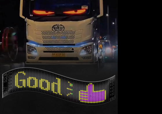 Custom Mode LED Animasi Tanda untuk Mobil Truk 5VDC USB / 2A Scrolling Text 120x595mm Layar Tampilan