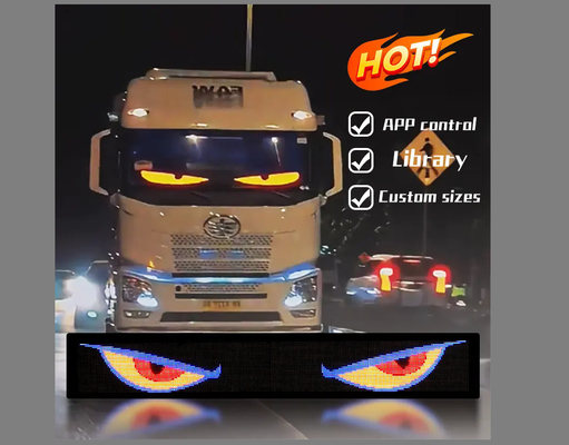 Truck Devil Eye LED Screen Car Light Truck Dynamic LED Light Smart Car Sticker Panel LED yang dapat diprogram untuk kaca depan truk