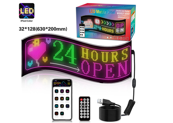 32*128 LED Papan Tanda Iklan Animasi LED Panel Dengan Remote Control Aplikasi
