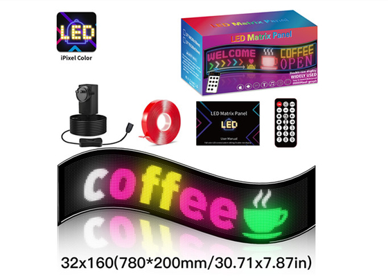32 * 160 Warna penuh Garis ganda Gulung LED Lampu Tanda Untuk Mobil LED Iklan Tanda Jendela Tampilan