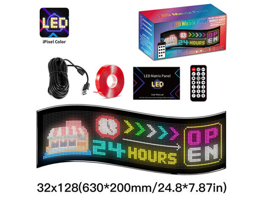 32*128 LED Papan Tanda Iklan Animasi LED Panel Dengan Remote Control Aplikasi