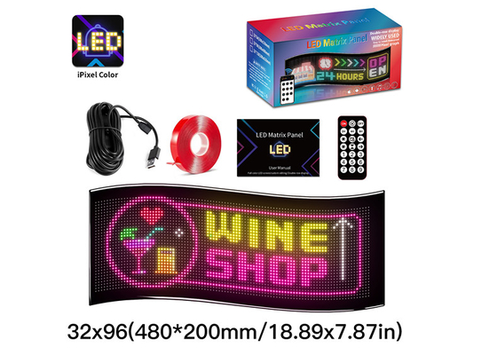 32*96 Double Row LED Tanda Iklan Panel Mobil Fleksibel Pixel Diprogram Gulir Panel Matriks Teks DIY